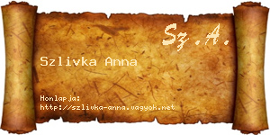 Szlivka Anna névjegykártya