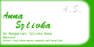 anna szlivka business card